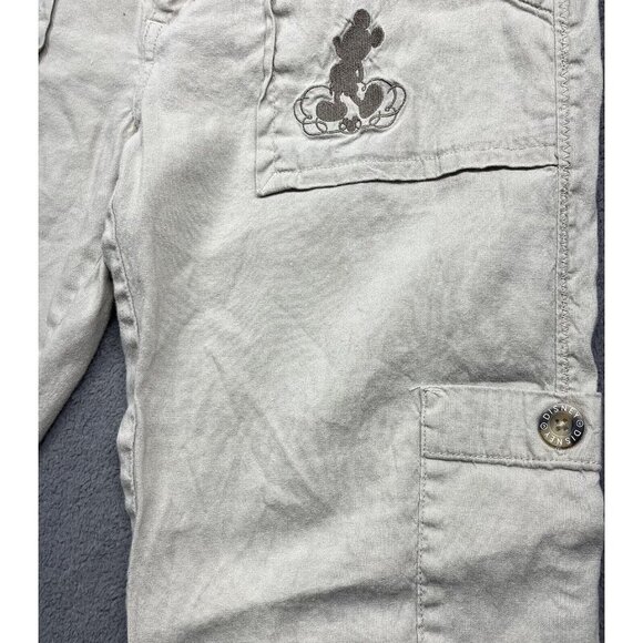 Disney Parks Mickey Mouse Linen Pants Women’s 4 Capri Tan Convertible Roll Up - Picture 6 of 16